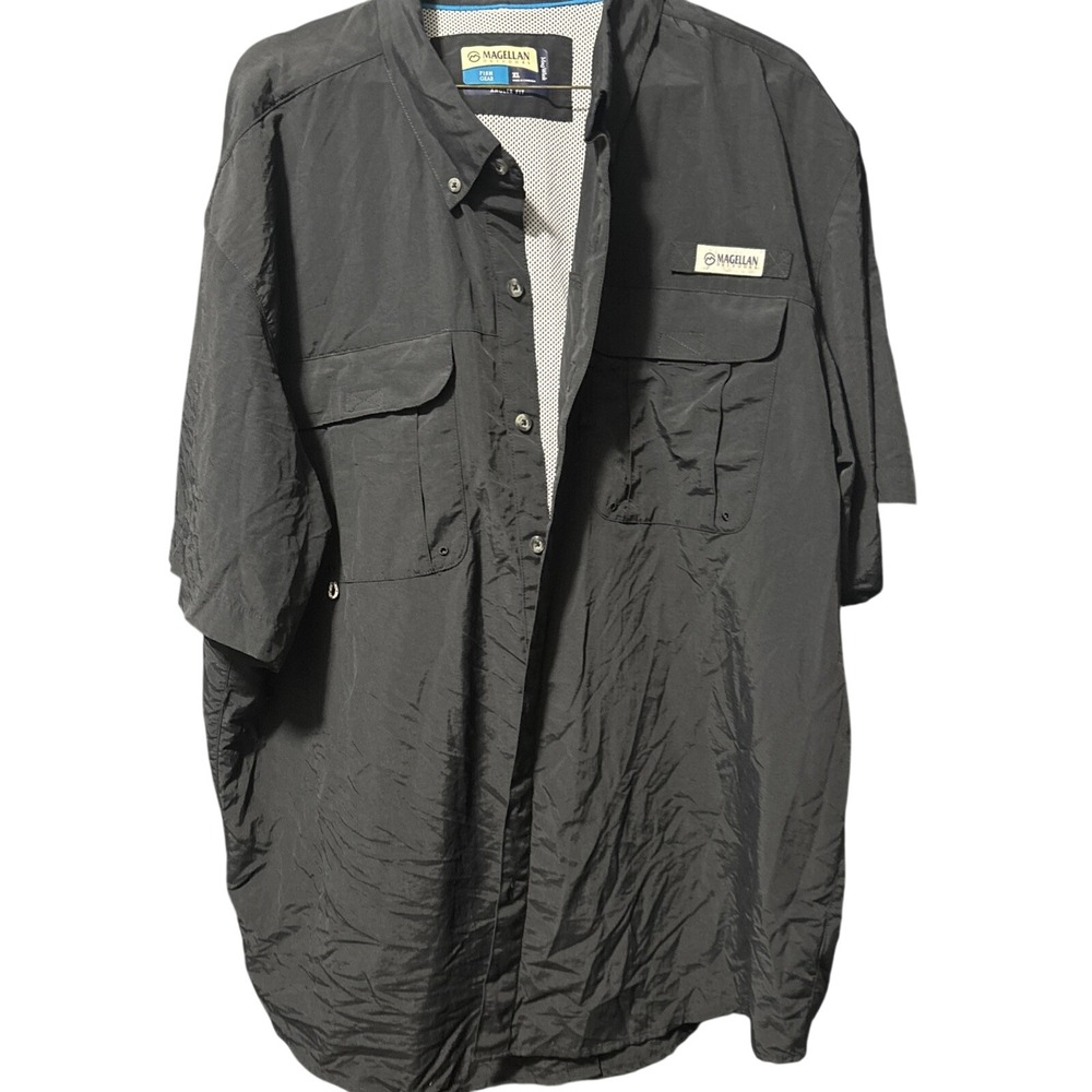 Magellan Outdoors Fish Gear Shirt Mens XL Black MagWick‎ Angler Fit Short Sleeve